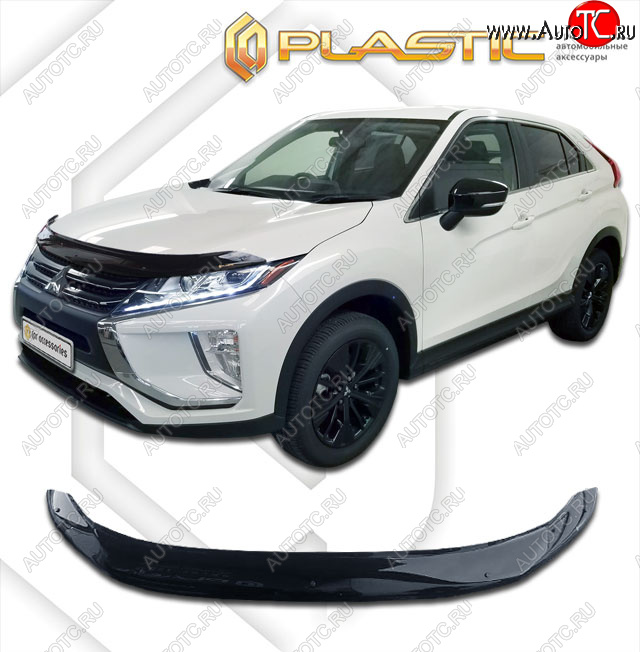 2 199 р. Дефлектор капота CA-Plastic  Mitsubishi Eclipse Cross  GK (2017-2021) дорестайлинг (classic черный, без надписи)  с доставкой в г. Горно‑Алтайск