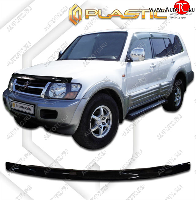 2 079 р. Дефлектор капота CA-Plastic  Mitsubishi Pajero  3 V60 (2003-2006) рестайлинг (classic черный, без надписи)  с доставкой в г. Горно‑Алтайск