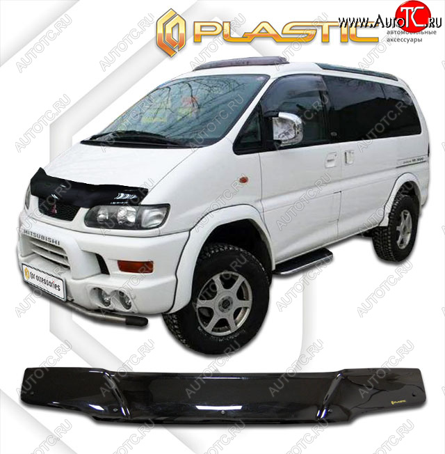 2 159 р. Дефлектор капота CA-Plastic  Mitsubishi Space Gear (1997-2007)  рестайлинг (classic черный, без надписи)  с доставкой в г. Горно‑Алтайск