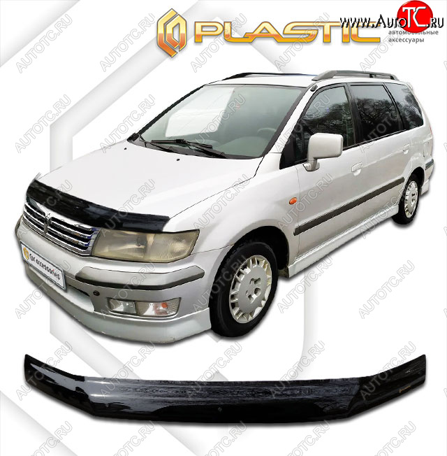 1 999 р. Дефлектор капота CA-Plastic  Mitsubishi Space Wagon  N94W (1998-2005) (classic черный, без надписи)  с доставкой в г. Горно‑Алтайск