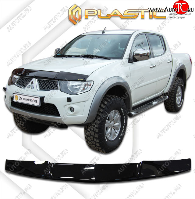 1 999 р. Дефлектор капота CA-Plastic  Mitsubishi Triton  KA/KB (2005-2015) Picap DoubleCab (classic черный, без надписи)  с доставкой в г. Горно‑Алтайск