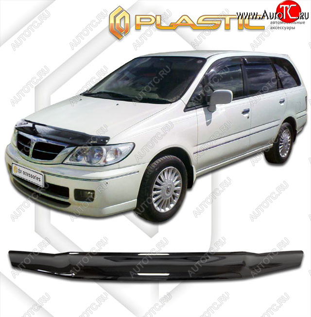 1 999 р. Дефлектор капота CA-Plastic  Nissan Presage  U30 (2001-2003) рестайлинг (classic черный, без надписи)  с доставкой в г. Горно‑Алтайск