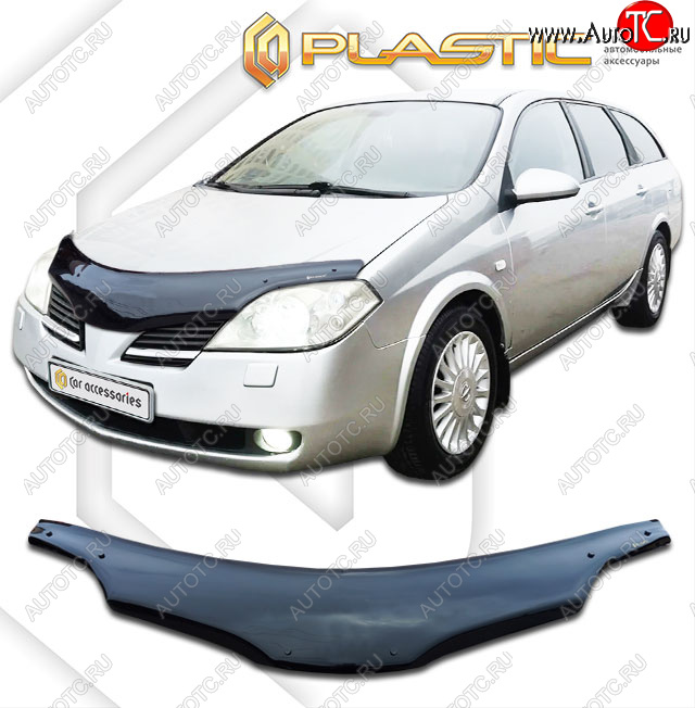 2 399 р. Дефлектор капота (РФ) CA-Plastic  Nissan Primera  3 универсал (2002-2008) P12 (classic черный, без надписи)  с доставкой в г. Горно‑Алтайск