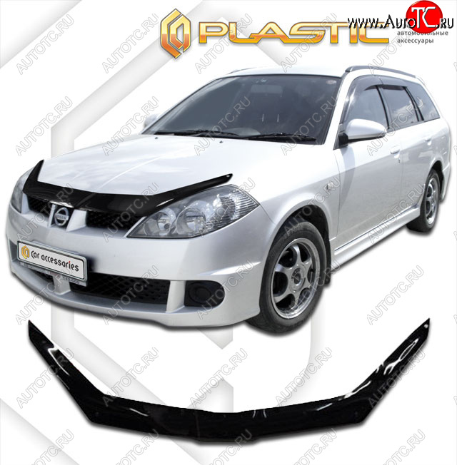 1 999 р. Дефлектор капота CA-Plastic  Nissan Wingroad  2 Y11 (2001-2005) рестайлинг универсал (classic черный, без надписи)  с доставкой в г. Горно‑Алтайск