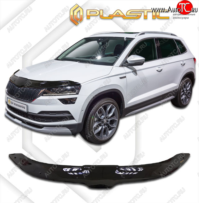 2 269 р. Дефлектор капота CA-Plastic  Skoda Karoq  NU7 (2017-2025) дорестайлинг, рестайлинг (classic черный, без надписи)  с доставкой в г. Горно‑Алтайск