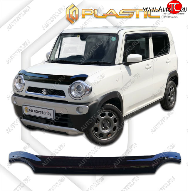 1 839 р. Дефлектор капота CA-Plastic  Suzuki Hustler  MR41S,MR31S (2014-2019) хэтчбэк 5 дв. (classic черный, без надписи)  с доставкой в г. Горно‑Алтайск