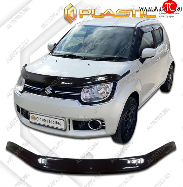 1 999 р. Дефлектор капота CA-Plastic  Suzuki Ignis (2016-2024) (classic черный, без надписи)  с доставкой в г. Горно‑Алтайск