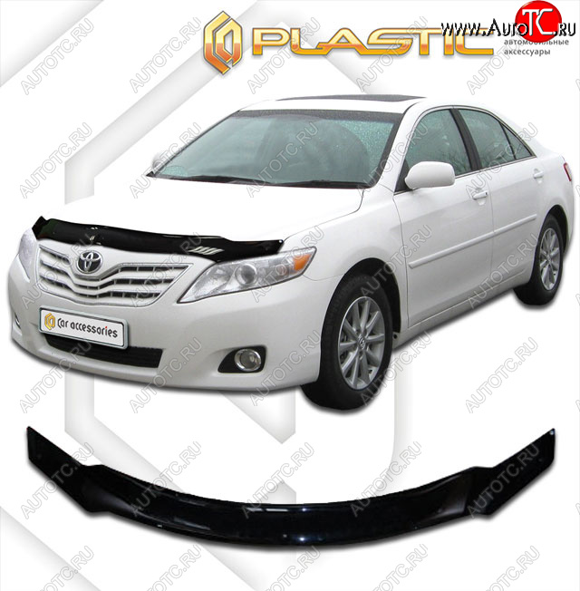 2 189 р. Дефлектор капота CA-Plastic  Toyota Camry  XV40 (2006-2008) дорестайлинг (classic черный, без надписи)  с доставкой в г. Горно‑Алтайск