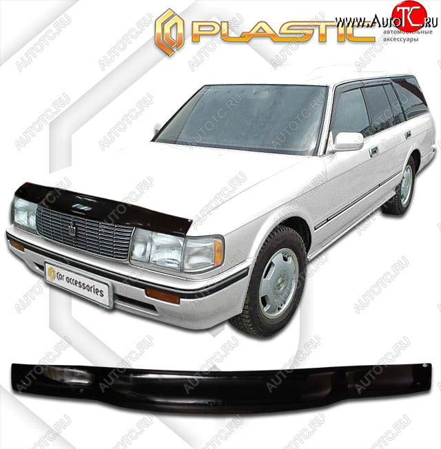 1 999 р. Дефлектор капота CA-Plastic  Toyota Crown  S130 (1991-1999) универсал 2-ой рестайлинг (classic черный, без надписи)  с доставкой в г. Горно‑Алтайск