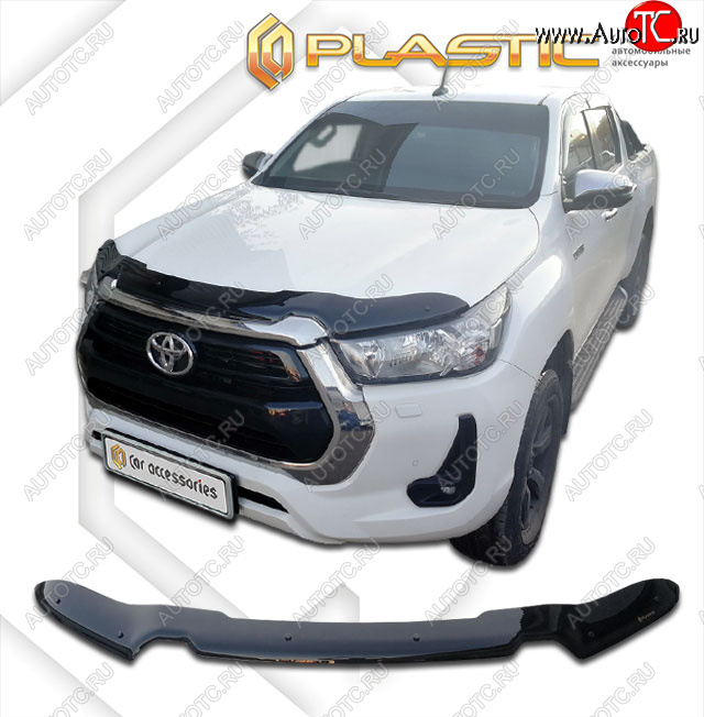 2 079 р. Дефлектор капота CA-Plastic  Toyota Hilux  AN120 (2020-2024) 2-ой рестайлинг (classic черный, без надписи)  с доставкой в г. Горно‑Алтайск