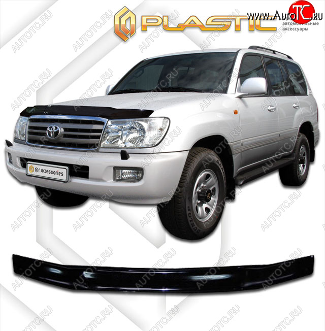 2 099 р. Дефлектор капота CA-Plastic  Toyota Land Cruiser  100 (2002-2007) 1-ый рестайлинг, 2-ой рестайлинг (classic черный, без надписи)  с доставкой в г. Горно‑Алтайск