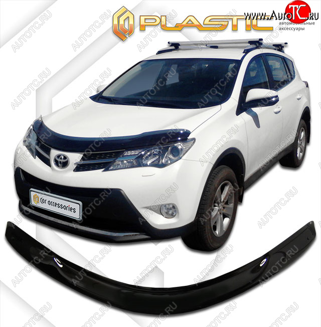 2 099 р. Дефлектор капота CA-Plastic  Toyota RAV4  XA40 (2012-2015) 5 дв. дорестайлинг (classic черный, без надписи)  с доставкой в г. Горно‑Алтайск