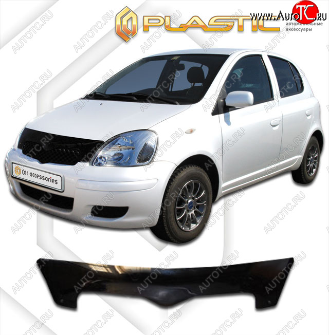 1 899 р. Дефлектор капота CA-Plastic  Toyota Yaris  XP10 (1999-2005) хэтчбэк 5 дв. (classic черный, без надписи)  с доставкой в г. Горно‑Алтайск