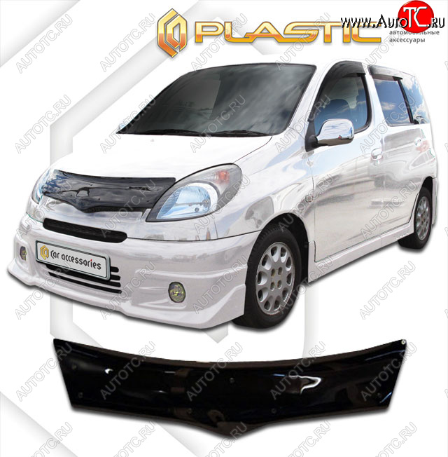 2 159 р. Дефлектор капота CA-Plastic  Toyota Yaris Verso  XP20 (1999-2006) дорестайлинг, рестайлинг (classic черный, без надписи)  с доставкой в г. Горно‑Алтайск