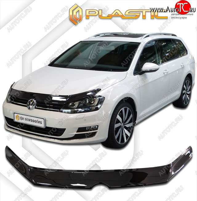 2 079 р. Дефлектор капота CA-Plastic  Volkswagen Golf  7 (2012-2017) дорестайлинг, хэтчбэк 5 дв. (classic черный, без надписи)  с доставкой в г. Горно‑Алтайск