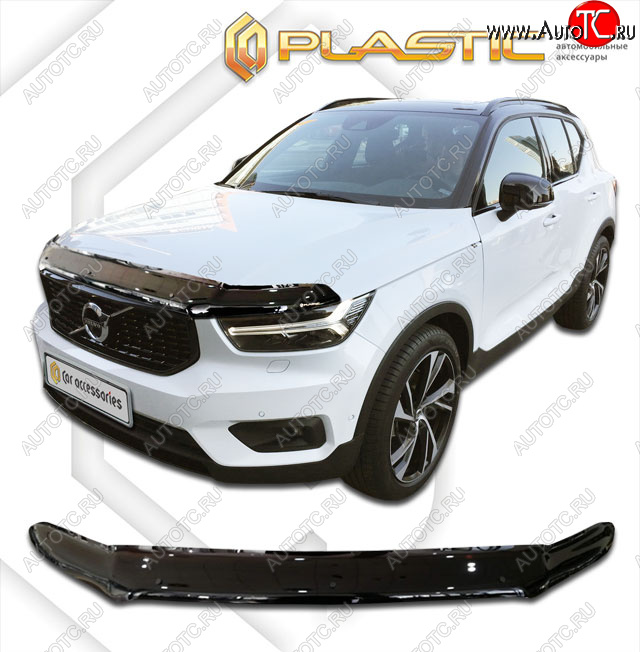 2 299 р. Дефлектор капота CA-Plastic  Volvo XC40 (2017-2022) (classic черный, без надписи)  с доставкой в г. Горно‑Алтайск