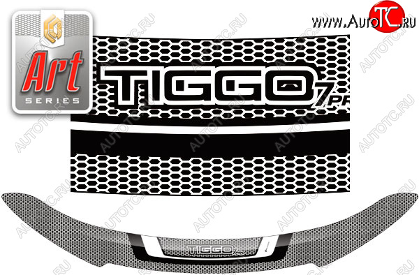 2 299 р. Дефлектор капота CA-Plastic  Chery Tiggo 7 PRO (2019-2024) (серия Art белая)  с доставкой в г. Горно‑Алтайск