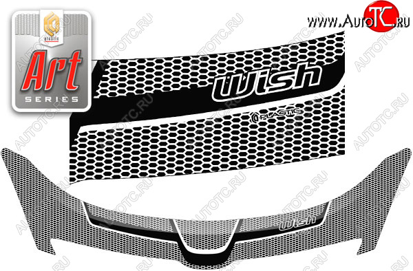 2 479 р. Дефлектор капота CA-Plastic  Toyota Wish  XE10 (2003-2005) дорестайлинг (серия ART белая)  с доставкой в г. Горно‑Алтайск