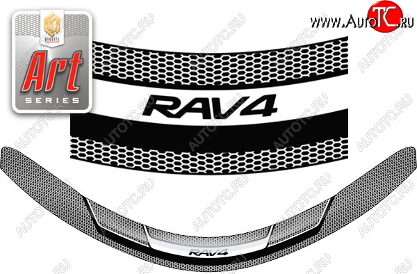 2 199 р. Дефлектор капота CA-Plastic  Toyota RAV4  XA40 (2012-2015) 5 дв. дорестайлинг (Серия Art черная)  с доставкой в г. Горно‑Алтайск