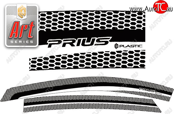 3 089 р. Ветровики дверей Серия Art черная CA Plastic на Toyota Prius Левый руль 2003-2009  с доставкой в г. Горно‑Алтайск