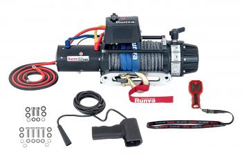 117 399 р. Лебёдка автомобильная электрическая 12V Runva 12500 lbs 5670 кг (влагозащищенная) синтетический трос RUNVA ewb12500ssr  с доставкой в г. Горно‑Алтайск. Увеличить фотографию 2