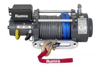 102 429 р. Лебёдка электрическая (индустр.) 24V Runva 15000 lbs 6800 кг синтетический трос RUNVA ewn15000usr24v  с доставкой в г. Горно‑Алтайск. Увеличить фотографию 3