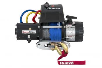 62 909 р. Лебёдка электрическая 12V Runva 12500 lbs 5670 кг короткий барабан, синтетический трос RUNVA 12.5xssr  с доставкой в г. Горно‑Алтайск. Увеличить фотографию 3