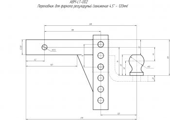 6 679 р. Переходник для фаркопа регулируемый (занижение 4,567,59" - 120157195232 мм) Longteng abm-lt-002  с доставкой в г. Горно‑Алтайск. Увеличить фотографию 2