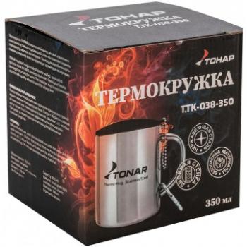779 р. Термокружка ТОНАР 350ML металлическая, с пластиковой крышкой+карабин ТОНАР t.tk-038-350  с доставкой в г. Горно‑Алтайск. Увеличить фотографию 2