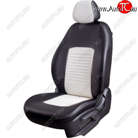 9 449 р. Комплект чехлов для сидений (РЗС 60/40, 3Г Илана+Орегон) ТУРИН Lord Autofashion  Chery Tiggo 5  (T21) (2017-2020) рестайлинг (черный, вставка белая, строчка белая)  с доставкой в г. Горно‑Алтайск