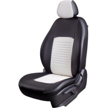 Комплект чехлов для сидений (к.Trend Ambien РЗСиС 60/40 без подлок. 3Г) ТУРИН СТ Lord Autofashion Ford Focus  3 (2010-2019) универсал дорестайлинг, хэтчбэк дорестайлинг, седан дорестайлинг, седан рестайлинг, универсал рестайлинг, хэтчбэк рестайлинг (черный, вставка белая, строчка белая)