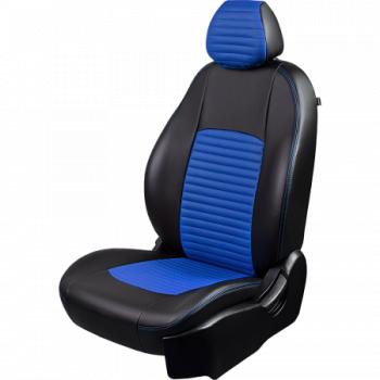 Комплект чехлов для сидений (РЗС 40/60 3Г Илана+Орегон) ТУРИН-3 ст ЛАЙН Lord Autofashion Hyundai Solaris  HCR (2017-2022) седан дорестайлинг, седан рестайлинг (черный, вставка синяя, строчка синяя)