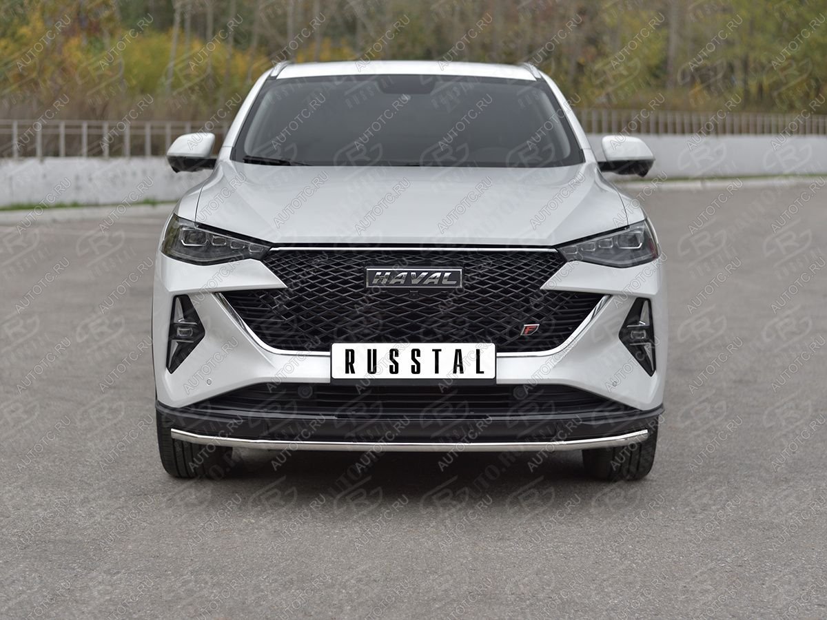 11 749 р. Защита переднего бампера d42 секции SLITKOFF Haval F7x рестайлинг (2022-2024) (нержавейка полированная)  с доставкой в г. Горно‑Алтайск