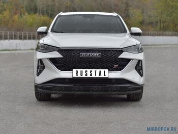 Защита переднего бампера d63 секции SLITKOFF Haval F7x рестайлинг (2022-2024)