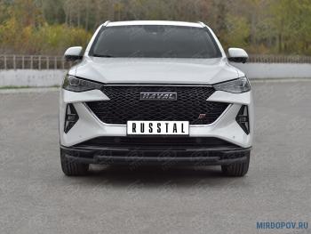 Защита переднего бампера d63*42 дуга SLITKOFF Haval F7x рестайлинг (2022-2024)