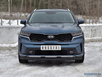 Защита переднего бампера d63 секции SLITKOFF KIA Sorento MQ4 (2020-2022)