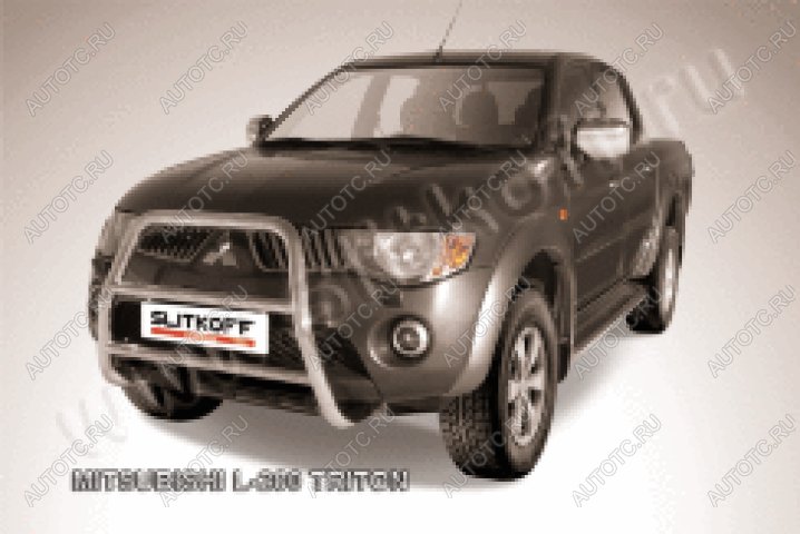 25 999 р.  Защита переднего бампера кенгурятник d57 высокий (Triton) Slitkoff  Mitsubishi L200  4 (2006-2014)  дорестайлинг (нержавейка полированная)  с доставкой в г. Горно‑Алтайск