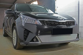 3 579 р. Защитная сетка в бампер (низ, ячейка 3х7 мм) Alfeco Стандарт  KIA Rio  X (2020-2024) рестайлинг (Хром)  с доставкой в г. Горно‑Алтайск. Увеличить фотографию 4