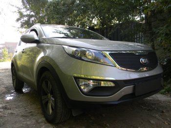 3 399 р. Защитная сетка в бампер (верх, ячейка 3х7 мм) Alfeco Стандарт  KIA Sportage  3 SL (2010-2014) дорестайлинг (Чёрная)  с доставкой в г. Горно‑Алтайск. Увеличить фотографию 2