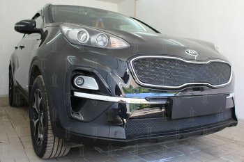 3 699 р. Защитная сетка в бампер (верх, ячейка 3х7 мм) Alfeco Стандарт  KIA Sportage  4 QL (2018-2022) рестайлинг (Чёрная)  с доставкой в г. Горно‑Алтайск. Увеличить фотографию 4