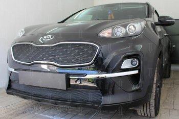 3 699 р. Защитная сетка в бампер (верх, ячейка 3х7 мм) Alfeco Стандарт  KIA Sportage  4 QL (2018-2022) рестайлинг (Чёрная)  с доставкой в г. Горно‑Алтайск. Увеличить фотографию 5