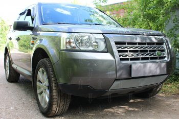 3 399 р. Защитная сетка в бампер (низ, ячейка 3х7 мм) Alfeco Стандарт  Land Rover Freelander  L359 (2006-2010) дорестайлинг (Хром)  с доставкой в г. Горно‑Алтайск. Увеличить фотографию 2