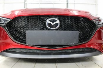 3 099 р. Защитная сетка в бампер (низ, ячейка 3х7 мм) Alfeco Стандарт  Mazda 3/Axela  BP (2019-2024) хэтчбэк (Чёрная)  с доставкой в г. Горно‑Алтайск. Увеличить фотографию 2