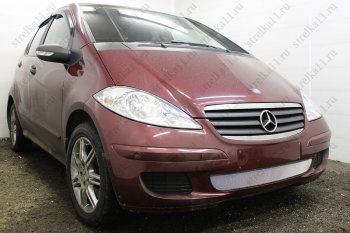 3 899 р. Защитная сетка в бампер (низ, ячейка 3х7 мм) Alfeco Стандарт  Mercedes-Benz A class  W169 (2005-2008) дорестайлинг, хэтчбэк 5 дв. (Хром)  с доставкой в г. Горно‑Алтайск. Увеличить фотографию 2