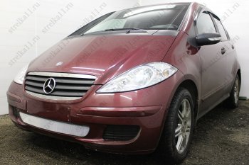 3 899 р. Защитная сетка в бампер (низ, ячейка 3х7 мм) Alfeco Стандарт  Mercedes-Benz A class  W169 (2005-2008) дорестайлинг, хэтчбэк 5 дв. (Хром)  с доставкой в г. Горно‑Алтайск. Увеличить фотографию 3