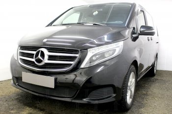 3 099 р. Защитная сетка в бампер (низ, ячейка 3х7 мм) Alfeco Стандарт  Mercedes-Benz Vito  W447 (2015-2020) дорестайлинг (Чёрная)  с доставкой в г. Горно‑Алтайск. Увеличить фотографию 2