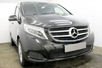 3 099 р. Защитная сетка в бампер (низ, ячейка 3х7 мм) Alfeco Стандарт  Mercedes-Benz Vito  W447 (2015-2020) дорестайлинг (Чёрная)  с доставкой в г. Горно‑Алтайск. Увеличить фотографию 3