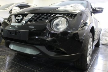 3 199 р. Защитная сетка в бампер (низ, ячейка 3х7 мм) Стрелка11 Стандарт  Nissan Juke  1 YF15 (2014-2020) рестайлинг (Хром)  с доставкой в г. Горно‑Алтайск. Увеличить фотографию 3