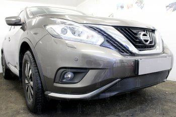 3 499 р. Защитная сетка в бампер (низ, ячейка 3х7 мм) Стрелка11 Стандарт  Nissan Murano  3 Z52 (2015-2022) дорестайлинг (Чёрная)  с доставкой в г. Горно‑Алтайск. Увеличить фотографию 4