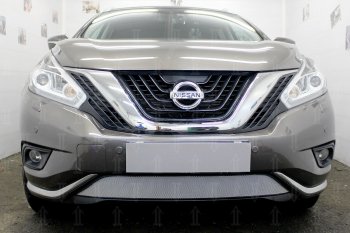 Защитная сетка в бампер (низ, ячейка 3х7 мм) Стрелка11 Стандарт Nissan (Нисан) Murano (Мурано)  3 Z52 (2015-2022) 3 Z52 дорестайлинг  (Хром)